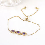 5PCS Female CZ Bar Thin Chain Bracelet Gold-color Charm Bangle