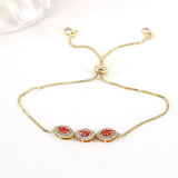 5PCS Female CZ Bar Thin Chain Bracelet Gold-color Charm Bangle