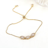 5PCS Female CZ Bar Thin Chain Bracelet Gold-color Charm Bangle