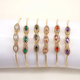5PCS Female CZ Bar Thin Chain Bracelet Gold-color Charm Bangle
