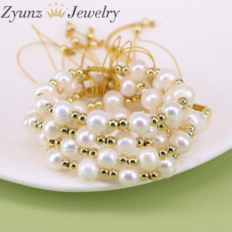 5PCS Freshwater Pearl Bracelet Natural Macrame Jewelry Gift