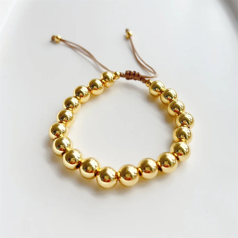 Statement Beads Bracelet for Women, Big Round Beaded Macrame Bracelet