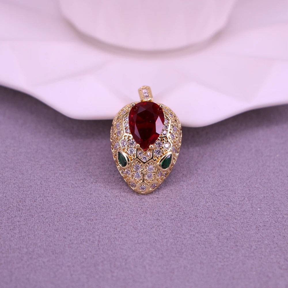 Crystal Zircon Snake Head Pendant for Necklace Jewelry Making