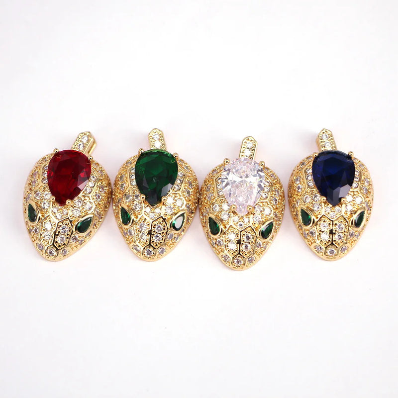 Crystal Zircon Snake Head Pendant for Necklace Jewelry Making