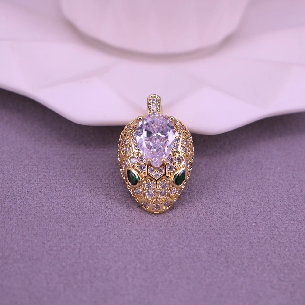 Crystal Zircon Snake Head Pendant for Necklace Jewelry Making