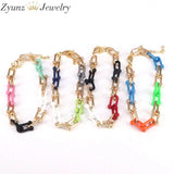 5PCS Colorful Enamel Link Chain Bracelet for Women