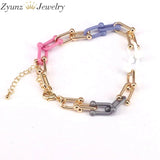 5PCS Colorful Enamel Link Chain Bracelet for Women