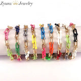 5PCS Colorful Enamel Link Chain Bracelet for Women