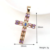 Rainbow CZ Zircon Christian Cross Pendant for Women