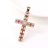 Rainbow CZ Zircon Christian Cross Pendant for Women