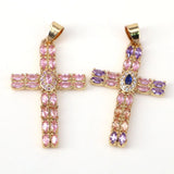 Rainbow CZ Zircon Christian Cross Pendant for Women