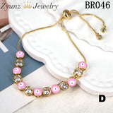 Neon Enamel Round Eye Charm Tennis Chain Bracelet Bangles Men Women Bohemian