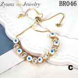 Neon Enamel Round Eye Charm Tennis Chain Bracelet Bangles Men Women Bohemian