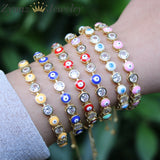 Neon Enamel Round Eye Charm Tennis Chain Bracelet Bangles Men Women Bohemian