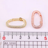 5PCS Rose Silver Clasp CZ Micro Pave Carabiner Buckle Interlocking Oval Clasp