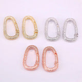 5PCS Rose Silver Clasp CZ Micro Pave Carabiner Buckle Interlocking Oval Clasp
