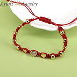 5PCS Zircon Love Heart Braid Bracelet Wish Bracelets For Women Couples Jewelry