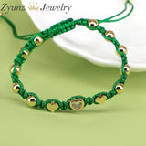 5PCS Zircon Love Heart Braid Bracelet Wish Bracelets For Women Couples Jewelry