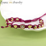 5PCS Zircon Love Heart Braid Bracelet Wish Bracelets For Women Couples Jewelry