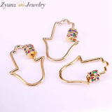 5PCS CZ Micro Pave Lock Carabiner Hamsa Hand Clasp