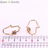 5PCS CZ Micro Pave Lock Carabiner Hamsa Hand Clasp