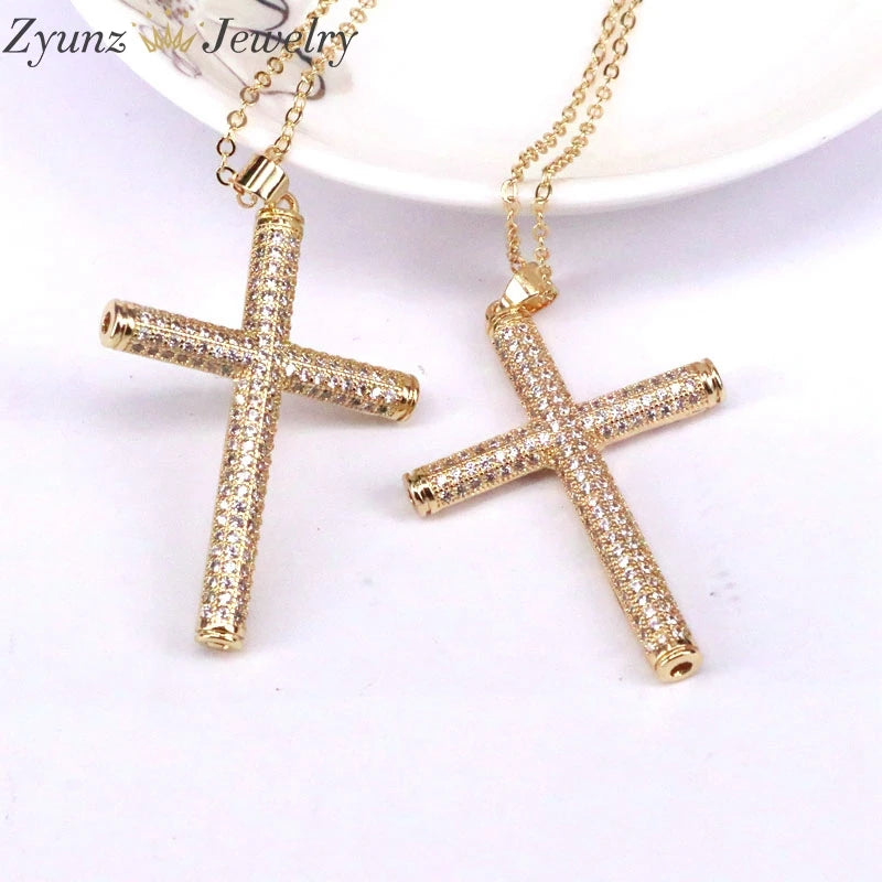 Cross CZ Crystal Zircon Stone Pendant Necklace Wedding Jewelry