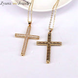 Cross CZ Crystal Zircon Stone Pendant Necklace Wedding Jewelry