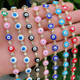 Gothic Evil Eye Enamel Chain CZ Bracelet for Women