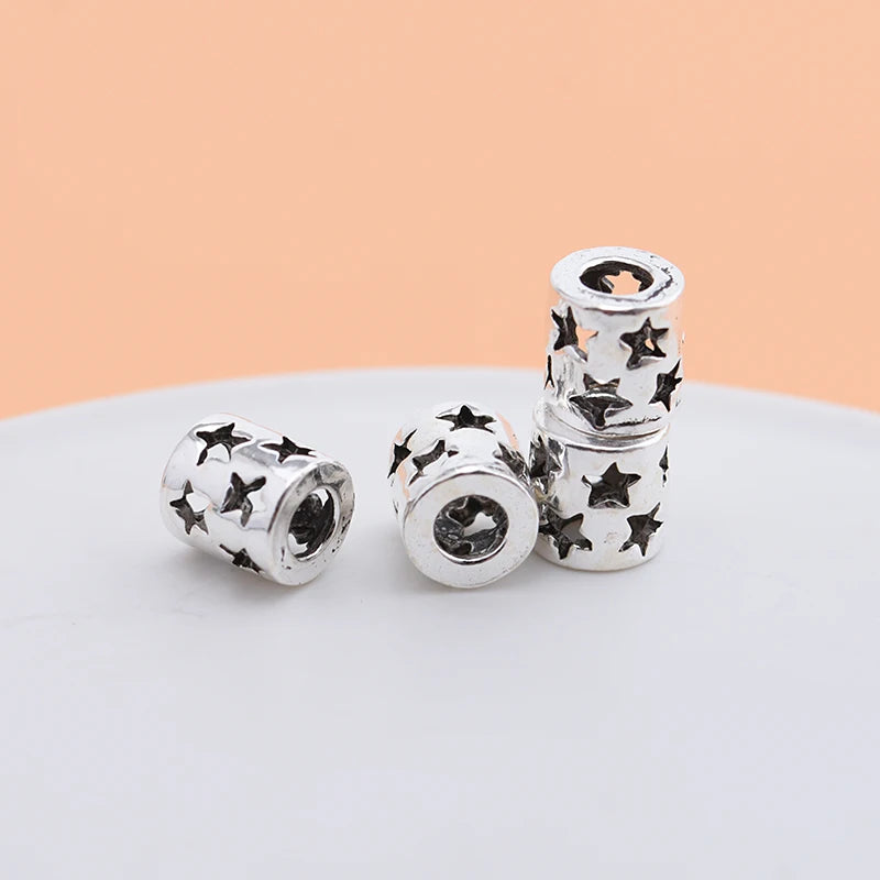5PCS Knitted Bracelet Necklace 925 Sterling Silver Thai Silver Pentagram Beads