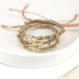 5PCS Braided Rope Bracelet Women's Accessories Freshwater Pearl Star Smiley