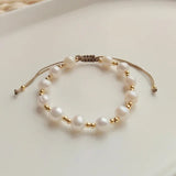 5PCS Braided Rope Bracelet Women's Accessories Freshwater Pearl Star Smiley