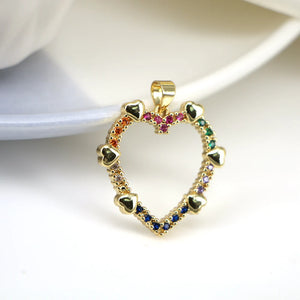 5PCS Heart Charm Necklace Pendant CZ Zircon Jewelry Gift