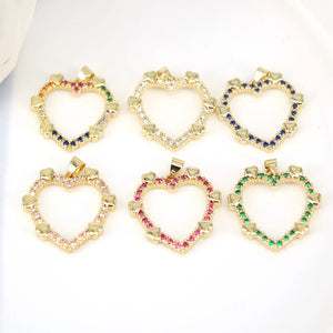 5PCS Heart Charm Necklace Pendant CZ Zircon Jewelry Gift