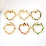 5PCS Heart Charm Necklace Pendant CZ Zircon Jewelry Gift