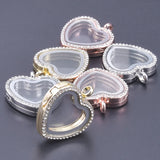 5PCS Heart Rhinestone Glass Floating Locket Alloy Pendant Jewelry Making