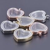 5PCS Heart Rhinestone Glass Floating Locket Alloy Pendant Jewelry Making