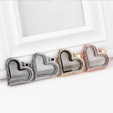 5PCS Heart Rhinestone Locket Glass Memory Floating Charms DIY Necklace Pendant
