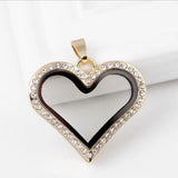5PCS Heart Rhinestone Locket Glass Memory Floating Charms DIY Necklace Pendant