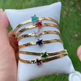 5PCS Zircon Star Charm Bracelets Snake Chain Charms Bangle Women Jewelry Gift