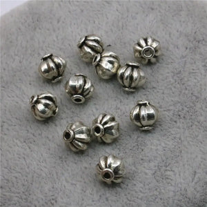 5PCS Carved Flowers Copper Round Beads 8mm DIY Jewelry Making