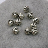 5PCS Carved Flowers Copper Round Beads 8mm DIY Jewelry Making