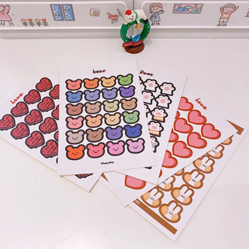 5PCS INS Cartoon Sticker Colorful Morandi Gift Package Stickers