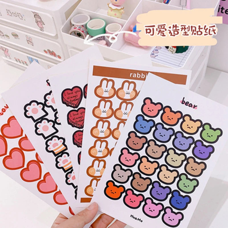 5PCS INS Cartoon Sticker Colorful Morandi Gift Package Stickers
