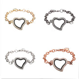 5PCS Heart Chain Rhinestone Locket Pendant Charms for Jewelry Making