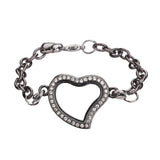 5PCS Heart Chain Rhinestone Locket Pendant Charms for Jewelry Making