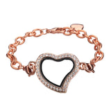 5PCS Heart Chain Rhinestone Locket Pendant Charms for Jewelry Making