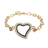5PCS Heart Chain Rhinestone Locket Pendant Charms for Jewelry Making