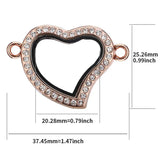 5PCS Heart Chain Rhinestone Locket Pendant Charms for Jewelry Making