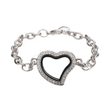 5PCS Heart Chain Rhinestone Locket Pendant Charms for Jewelry Making