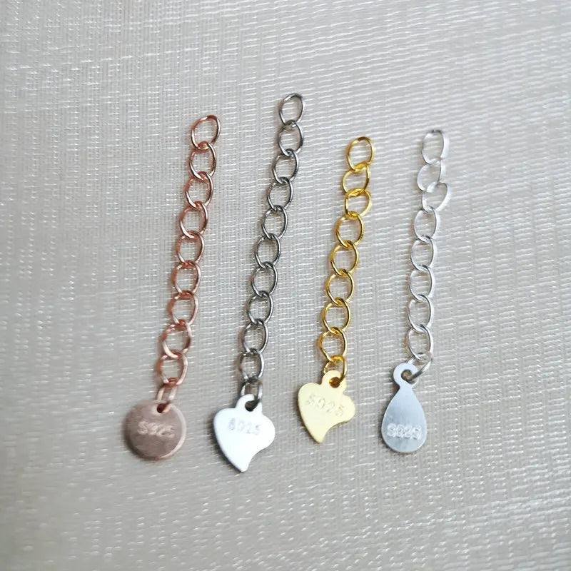 925 Sterling Silver Extension Chain 3/5cm for DIY Necklace Bracelet Anklet